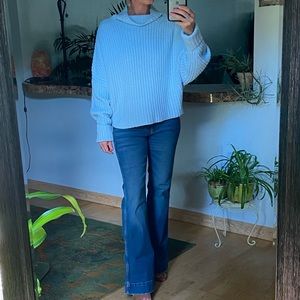 Anthropologie Cozy Chunky Blue Sweater